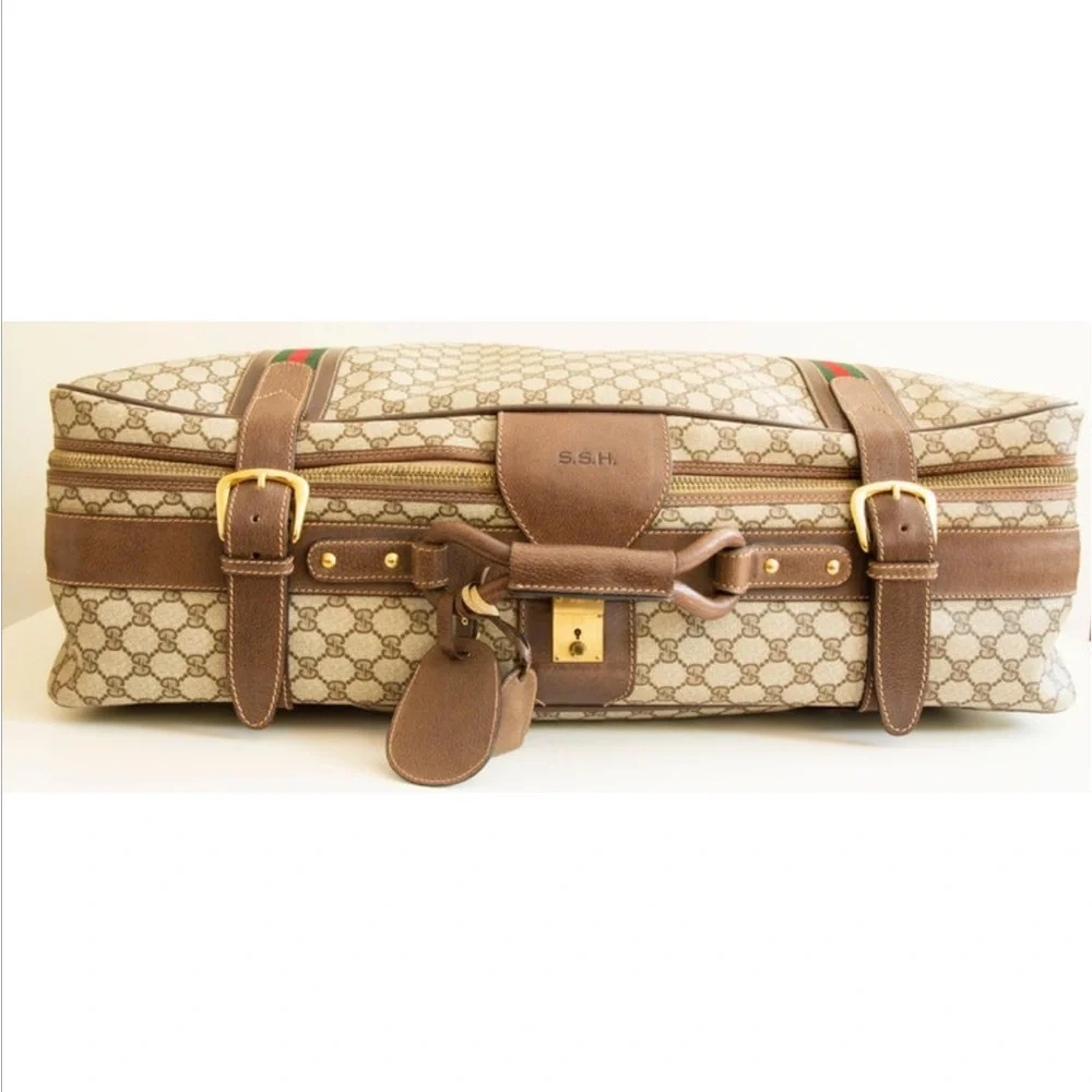 Must go!!XXL AUTHENTIC RARE 1970s Gucci Beige and Brown Travel Bag